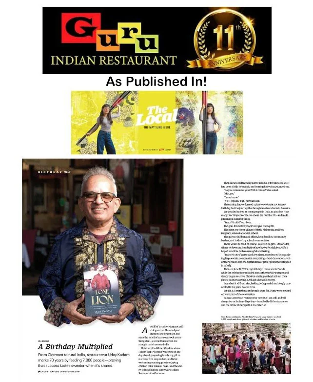 Guru Indian Restaurant featured in The Local Winter Garden Magazine